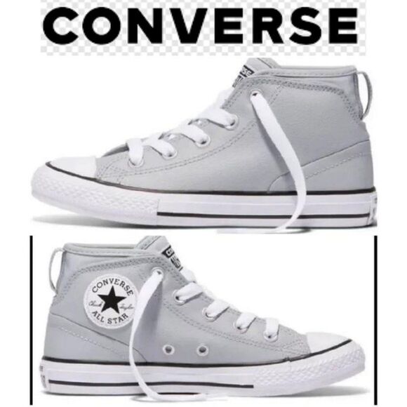 Converse Kids Chuck Taylor All Star Syde Street Leather Youth Mid Grey S… - Picture 1 of 16